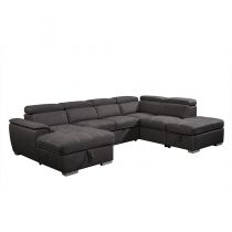 CAPRI U meridienne DROITE +2ap Sofa/Bed Leather Gel BLACK