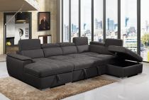 CAPRI U meridienne DROITE +2ap Sofa/Bed Leather Gel BLACK