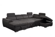 CAPRI U meridienne DROITE +2ap Sofa/Bed Leather Gel BLACK