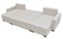 GRETA U, Canapé panoramique convertible gigogne 2places+ 2 place + angle pouf en Tissu bouclé blanc