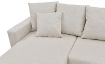 GRETA U, Canapé panoramique convertible gigogne 2places+ 2 place + angle pouf en Tissu bouclé blanc