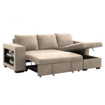 LUCENA angle convertible gigogne Méridienne avec coffre en tissu (KSR)