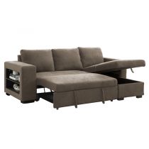 LUCENA angle convertible gigogne Méridienne avec coffre en tissu (KSR)