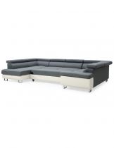 NAVY U, Canapé panoramique angle droite convertible gigogne 2 places + 2 places + angle pouf  en  Tissu tweed gris 